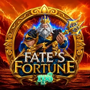 Tampilan layar utama slot Fate’s Fortune dengan simbol mitologi Yunani